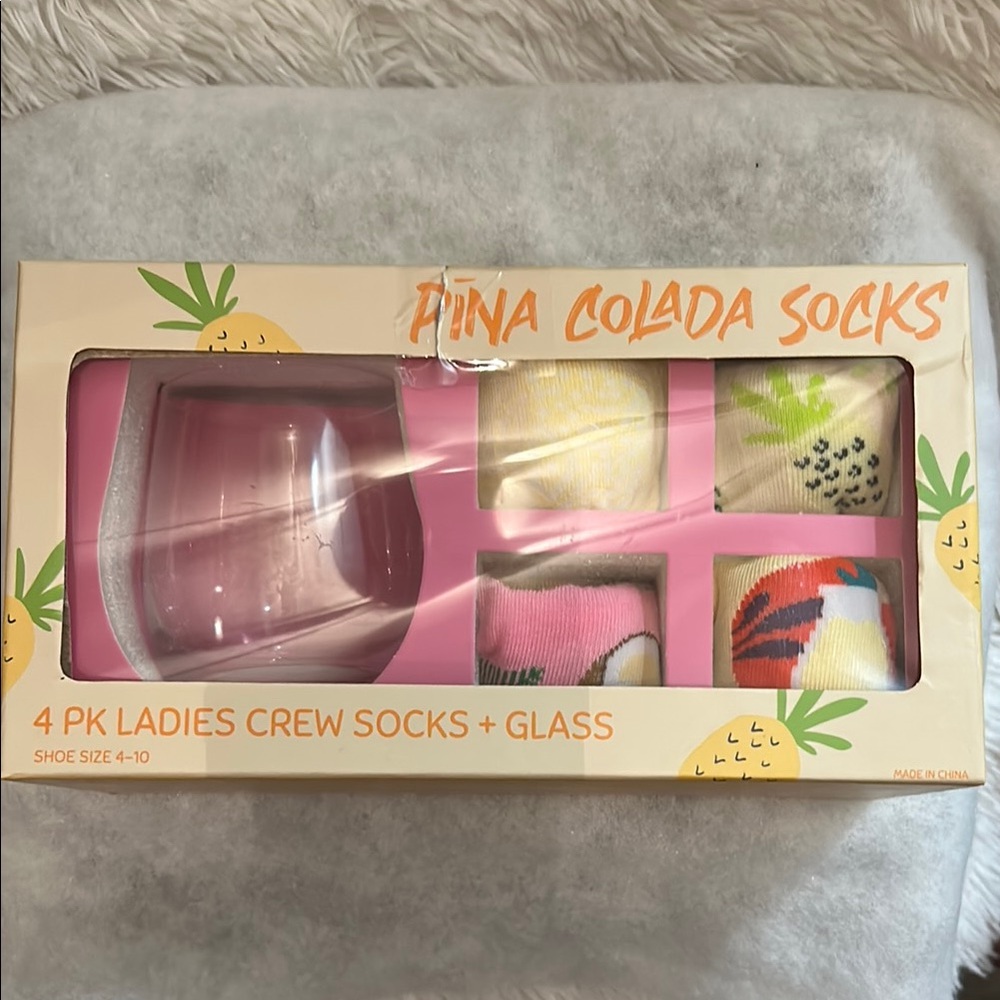 Majestic Pink and Yellow Crew Socks Set Accessories